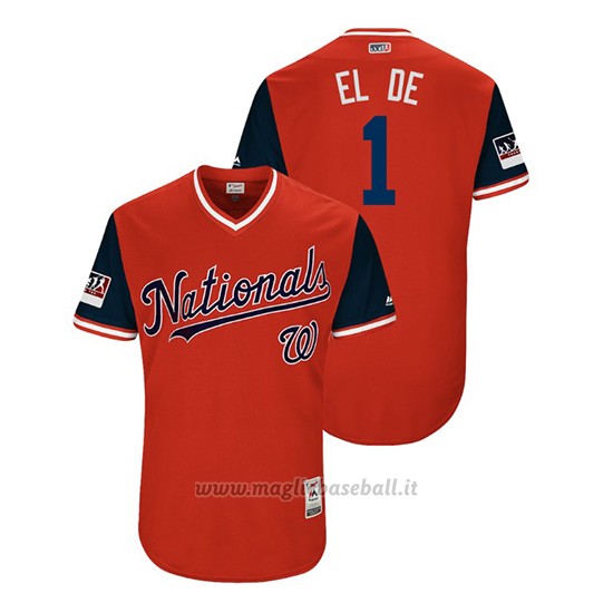 Maglia Baseball Uomo Washington Nationals Wilmer Difo 2018 Llws Players Weekend El De Rosso
